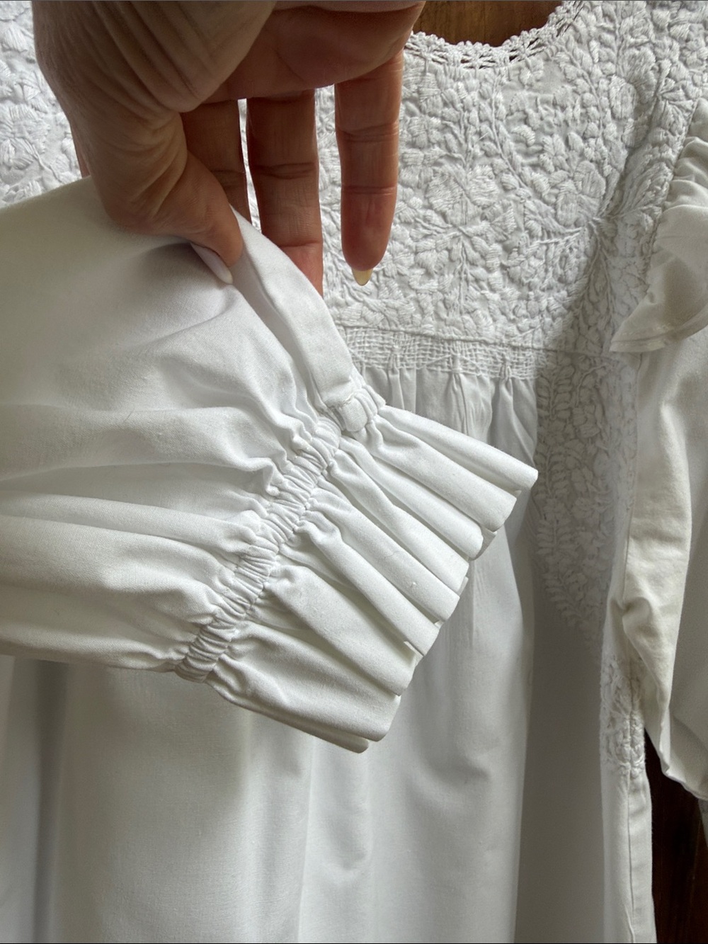 Mi Golondrina White Smocked Ruffle-Trim Blouse - Picture 4 of 4